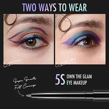 BEPHOLAN Eyeliner Pencil,Purple Eyeliner,Colored Eyeliners,Metallic Eyeliner,Blue Purple Shifting Colors Glitter Waterproof Eyeliner,24h Long-Lasting Pen,Purple-Blue (NORTHERN LIGHT)