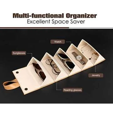 MoKo Stylish Sunglasses Organizer - 5 Slots Portable Glasses Storage Case