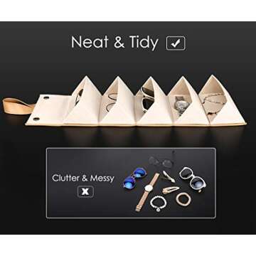 MoKo Sunglasses Organizer with 5 Slots, Travel Glasses Case Storage Portable Sunglasses Storage Case Bag Foldable Eyeglasses Holder Box Eyewear Display Containers for Women Men, Complexion