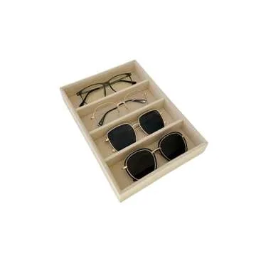 Svea Display Premium Grade Beige Velvet Jewelry Organization Sunglasses Eyewear Watch Tray Stackable...