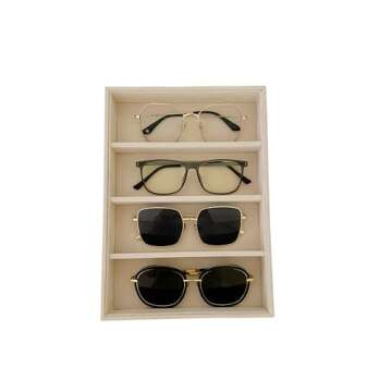 Svea Display Premium Grade Beige Velvet Jewelry Organization Sunglasses Eyewear Watch Tray Stackable Drawer Divider Insert Hallway Accessaries Container