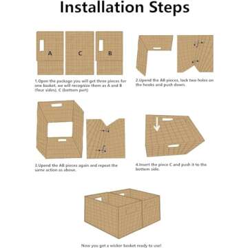 UBBCARE 2 Pack Wicker Basket - Eco-Friendly Rectangular Storage Bins with Handle, 13.4L x 8.3W x 7.1...