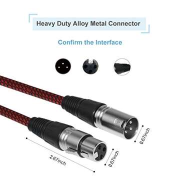 FURUI XLR Cable 10ft 2Pack Male to Female, Microphone XLR Cable 3 Pin Nylon Braided Balanced XLR Cable Mic DMX Cable Patch Cords with Oxygen-Free Copper Conductors