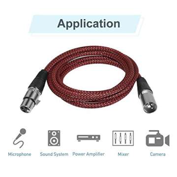 FURUI XLR Cable 10ft 2Pack Male to Female, Microphone XLR Cable 3 Pin Nylon Braided Balanced XLR Cable Mic DMX Cable Patch Cords with Oxygen-Free Copper Conductors