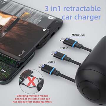 OHLPRO Multi Car Retractable Backseat 3 in 1 Car Charging Station Box Compatible with All Phones | i...