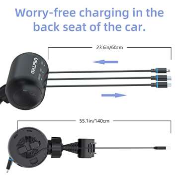 OHLPRO Multi Car Retractable Backseat 3 in 1 Car Charging Station Box Compatible with All Phones | iPhone | Samsung | Uber Taxi Lyft Turo Ride Share Customer Charging Dock Attach to Headrest