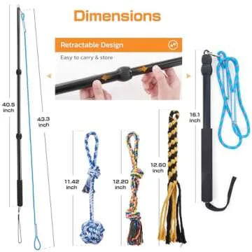 Upgraded Flirt Pole for Dogs - Extendable Dog Flirt Pole with Detachable Interactive Toys - Flirt Stick for Small Medium Large Dogs Training Playing Exercise, Reinforced Aluminum Alloy(Pole-40in Max)