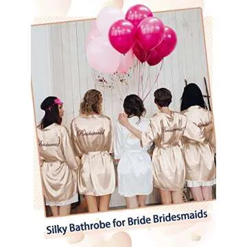 Geyoga 10 Pcs Kimono Robe for Bridesmaid and Bride Embroidered Women's Wedding Party Bride Robe Bridal Party(X-Large,White/Champagne Color)