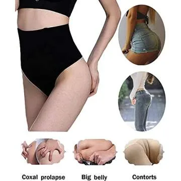 AIMILIA Butt Lifter Shapewear Sexy Thong Panties Underwear Tummy Control Women’s Body Shaper Slimmer Waist Cincher Trainer Black