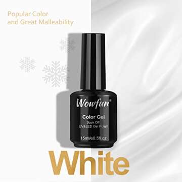 wowfun Gel Nail Polish Gel Polish 1Pcs Gel Nail Polish Nail Polish 15ML Soak Off Christmas Gift for Women Long Lasting Salon Home DIY (White)