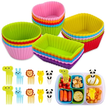 DGYJJZ 50Pcs Silicone Lunch Box Dividers Bento Box Accessories Silicone Cupcake Liners, Lunch Box Ac...