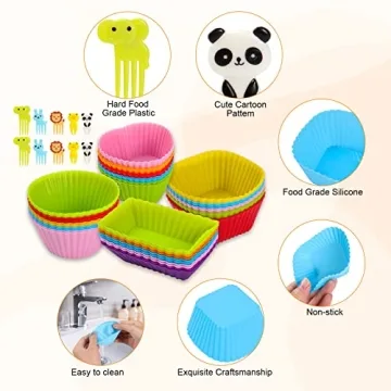 DGYJJZ 50Pcs Silicone Lunch Box Dividers with Food Picks