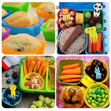 DGYJJZ 50Pcs Silicone Lunch Box Dividers with Food Picks