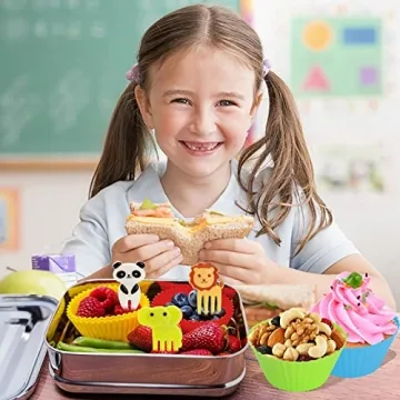 DGYJJZ 50Pcs Silicone Lunch Box Dividers with Food Picks