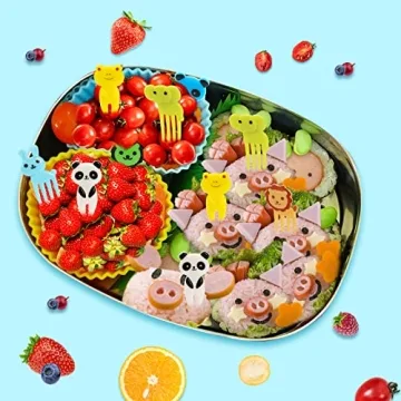 DGYJJZ 50Pcs Silicone Lunch Box Dividers with Food Picks