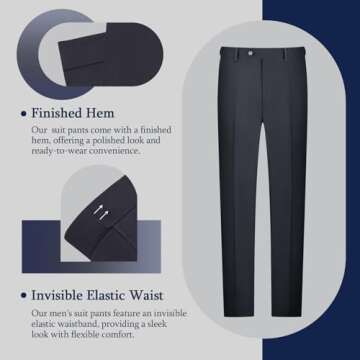 LUPURTY Men's Suits Slim Fit, 3 Piece Suits for Men, 2 Buttons Solid Jacket Vest Pants, Tuxedo Set for Business, Wedding, Dark Gray L