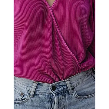 CUPSHE Women Long Sleeve V Neck Blouse for Stylish Comfort
