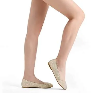 DREAM PAIRS Womens Rhinestone Ballet Flats Shoes, Gold - 9 (Sole-Shine)