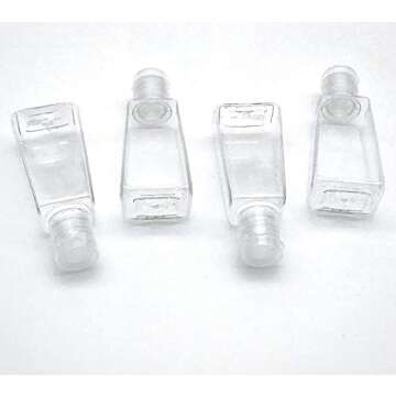 Set of 4 Keychain Sanitizer Bottle Holders with Graphics & 4 Travel Size Empty Bottles