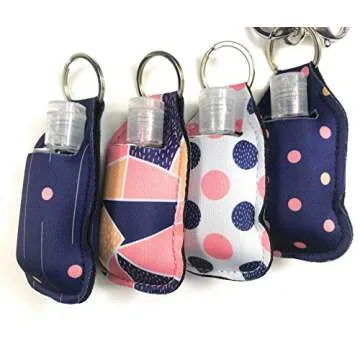 Stylish Keychain Sanitizer Holders Set with Travel Bottles
