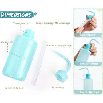 Melphoe Tattoo Wash Bottle Squeeze, 2Pcs 250ml Water Squirt Bottle Succulent Watering, Safety Rinse Watering Tools, Tattoo Supplies, Irrigation Sprinkling Can Wash Plant (Blue)