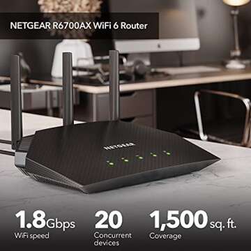 NETGEAR R6700AX WiFi 6 Router - 1.8 Gbps, Security & Coverage