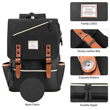 Mecrowd Vintage Laptop Backpack with USB Charging