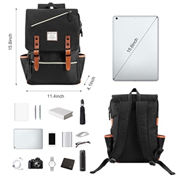 Mecrowd Vintage Laptop Backpack with USB Charging