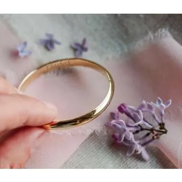 Personalized Gift Children's 14K Gold-Plated Classic Newborn Baby Bangle Bracelet, Custom Jewelry with Engraved Name (Child-Small)