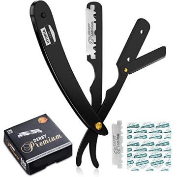 Utopia Care Professional Barber Straight Edge Razor Set – Stainless Steel & 100 Derby Blades