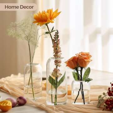 ComSaf Small Flower Vase Set of 12, Glass Bud Vases in Bulk, Clear Vases for Flower, Decor Centerpiece for Bathroom, Decorative Vases for House Warming, Valentines' Day, Mother's Day, Thanksgiving Day