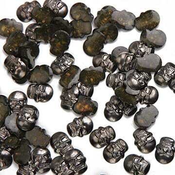 Beadsland Hotfix Skull Studs,12mmx16mm Flat Back Iron On Skull Flatback Glue 100pcs (Gun Gray)