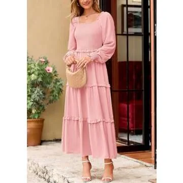 PRETTYGARDEN Women's Flattering Ruffle Maxi Dress