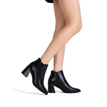 Vepose Women's Chunky Heel Ankle Booties - Black Size 10