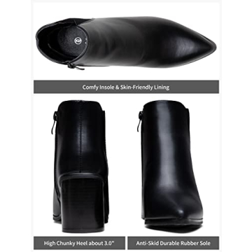 Vepose Women's Chunky Heel Ankle Booties - Black Size 10