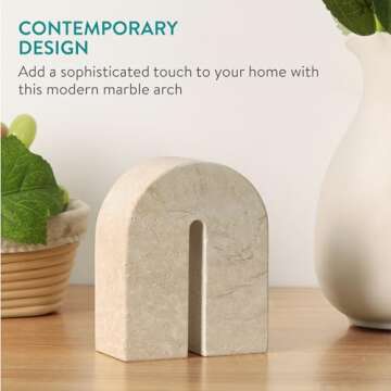 Navaris Natural Marble Decorative Sculpture - Sleek & Modern Ornament Design for Home Decor - Versat...