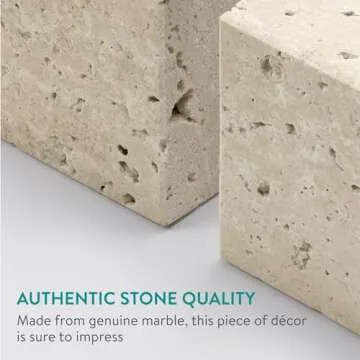 Navaris Natural Marble Decorative Sculpture - Sleek & Modern Ornament Design for Home Decor - Versatile Living Room, Bathroom, and Kitchen Ornaments