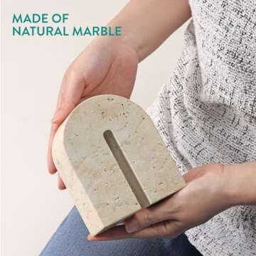 Navaris Natural Marble Decorative Sculpture - Sleek & Modern Ornament Design for Home Decor - Versatile Living Room, Bathroom, and Kitchen Ornaments