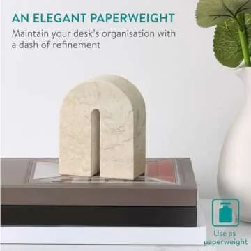 Navaris Natural Marble Decorative Sculpture - Sleek & Modern Ornament Design for Home Decor - Versatile Living Room, Bathroom, and Kitchen Ornaments