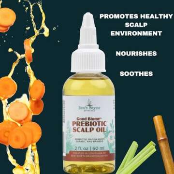 Bea’s Bayou Prebiotic Scalp Oil for Dry Itchy Scalp Relief - Promote Hair Growth, Soothe Itch, Soften & Moisturize | Dry & Oily Scalp Treatment, Anti-Dandruff Oil with Lemongrass/Mint Scent, 100ml
