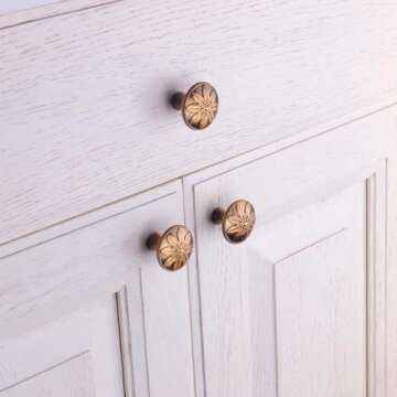 8 Pack-Antique Brass Cabinet Knobs Vintage,1-2/5” Round Antique Kitchen Cabinet Knobs Handles for Cabinets Vintage Brass Dresser Knobs Drawer knobs