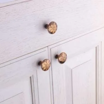 8 Pack-Antique Brass Cabinet Knobs Vintage,1-2/5” Round Antique Kitchen Cabinet Knobs Handles for Cabinets Vintage Brass Dresser Knobs Drawer knobs