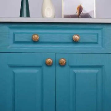 8 Pack-Antique Brass Cabinet Knobs Vintage,1-2/5” Round Antique Kitchen Cabinet Knobs Handles for Cabinets Vintage Brass Dresser Knobs Drawer knobs