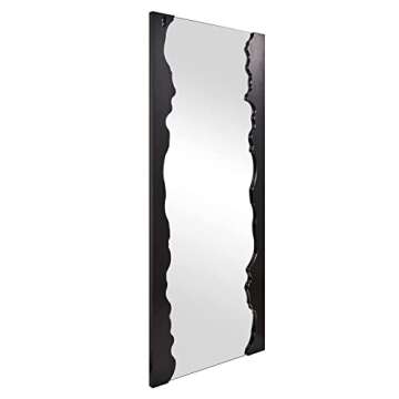 ANDY STAR Wave Shaped Black Full Length Wall-Mounted Mirror, 22” x 55”Large Body Mirror, Long Door Mirror for Locker Room with River Shape Frame(No Stand)