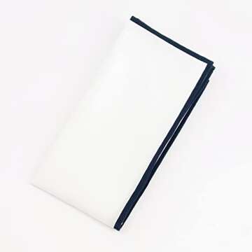 The Tie Bar Men’s Pocket Square, Solid White with Navy Border, Cotton, 12 inches