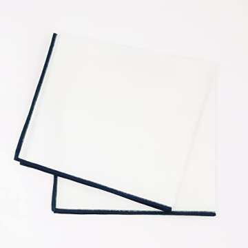 The Tie Bar Men’s Pocket Square, Solid White with Navy Border, Cotton, 12 inches