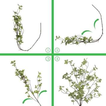 Ruidazon 6 pcs Artificial Greenery Stems, 41.3’’ Tall Fake Plants Branches Faux Greenery Ficus Twig Leaf for Home Garden Shop Office Desk Decoration