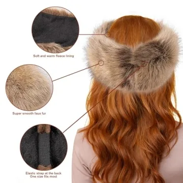Dikoaina Faux Fur Headband Winter Earwarmer for Women