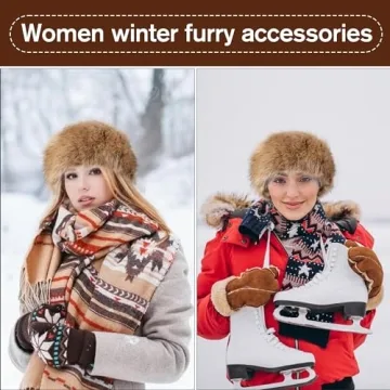 Dikoaina Faux Fur Headband Winter Earwarmer for Women