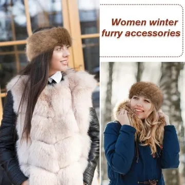 Dikoaina Faux Fur Headband Winter Earwarmer for Women